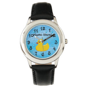 Rubber Duck Blue Bubbles Personalized Kids Armbanduhr