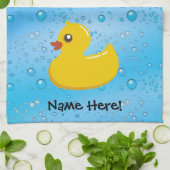 Rubber Duck Blue Bubbles Personalized Kids Handtuch (Gefaltet)
