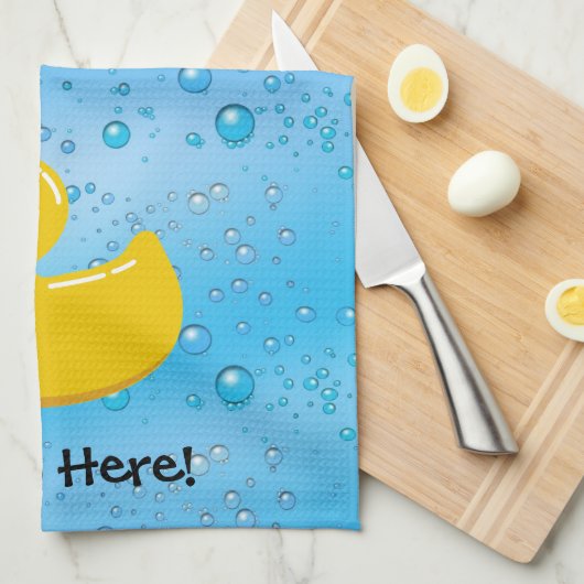 Rubber Duck Blue Bubbles Personalized Kids Handtuch (Viertel Falte)