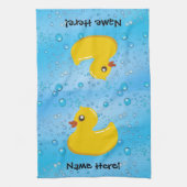 Rubber Duck Blue Bubbles Personalized Kids Handtuch (Vertikal)