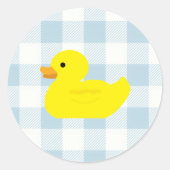 Rubber Duck Blue Gingham Pattern Runder Aufkleber (Vorderseite)