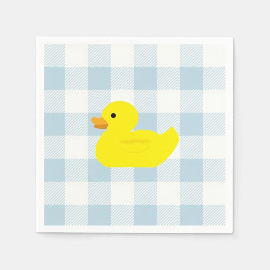 Rubber Duck Blue Gingham Pattern Serviette (Vorderseite)