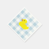 Rubber Duck Blue Gingham Pattern Serviette (Ecke)