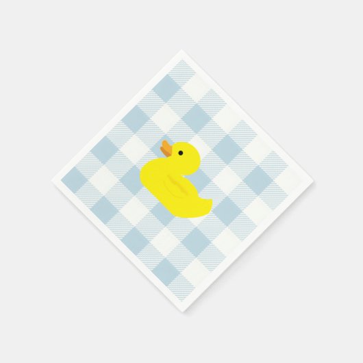 Rubber Duck Blue Gingham Pattern Serviette (Ecke)