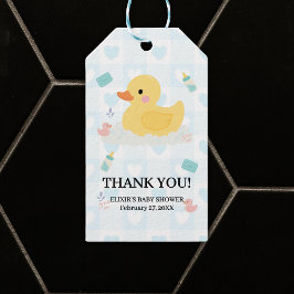 Rubber Duck Blue Hearts Baby Dusche Geschenkanhänger