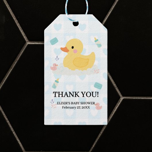 Rubber Duck Blue Hearts Baby Dusche Geschenkanhänger