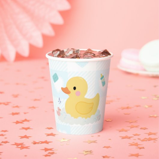 Rubber Duck Blue Hearts Baby Dusche Pappbecher (Insitu)
