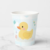 Rubber Duck Blue Hearts Baby Dusche Pappbecher (Vorderseite)