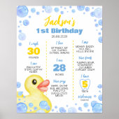 Rubber Duck Boy 1. Geburtstag Milestone Zeichen Poster (Vorne)