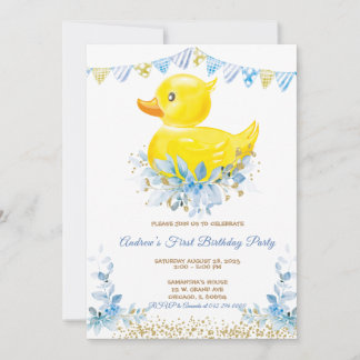RUBBER DUCK BOY Erster Geburtstag Einladung
