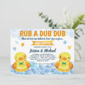 Rubber Duck Boys Twins Baby Dusche Einladung (Stehend Vorderseite)
