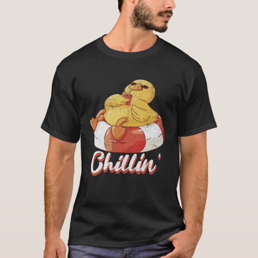 Rubber Duck Chillin In the Summer Vacation Pool Pa T-Shirt (Vorderseite)