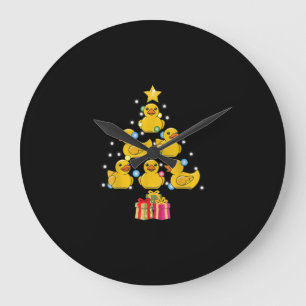 Rubber Duck Christmas Tree Duckie Quack Weihnachte Große Wanduhr