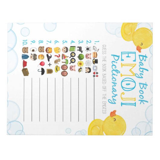 Rubber Duck Emoji Baby Book Baby Shooting Game Pac Notizblock (Vorderseite)