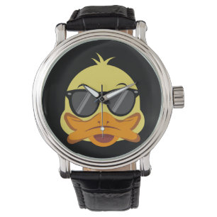 Rubber Duck face Head yellow sunglasses Armbanduhr