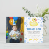 Rubber Duck Geburtstag Foto Danke, Card Dankeskarte (Stehend Vorderseite)