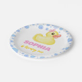 Rubber Duck Girl Birthday Baby Shower Pappteller (Schrägansicht)