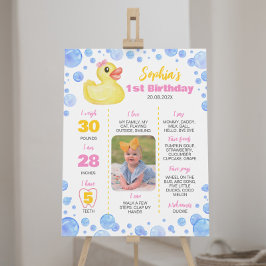 Rubber Duck Girl First Birthday Milestone Zeichen Poster