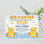 Rubber Duck Girls Twins Baby Dusche Einladung (Stehend Vorderseite)