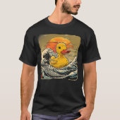 Rubber Duck Great Wave Ocean Sunset Drawing Rubber T-Shirt (Vorderseite)