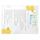 Rubber Duck Kinderzimmer Rhyme Baby Showspiel Pack Notizblock (Vorderseite)