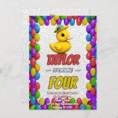 Rubber Duck Niedlich Personalisierten Geburtstag E Einladung (Vorne/Hinten)