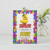 Rubber Duck Niedlich Personalisierten Geburtstag E Einladung (Stehend Vorderseite)