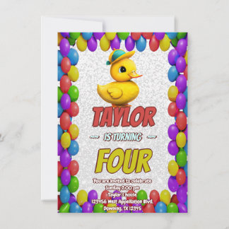 Rubber Duck Niedlich Personalisierten Geburtstag E Einladung