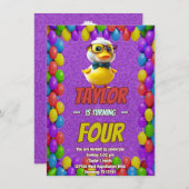 Rubber Duck Niedlich Personalisierten Geburtstag E Einladung (Vorne/Hinten)