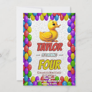Rubber Duck Niedlich Personalisierten Geburtstag E Einladung