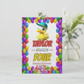 Rubber Duck Niedlich Personalisierten Geburtstag E Einladung (Stehend Vorderseite)