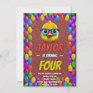 Rubber Duck Niedlich Personalisierten Geburtstag E Einladung