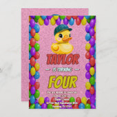 Rubber Duck Niedlich Personalisierten Geburtstag E Einladung (Vorne/Hinten)