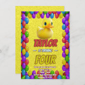 Rubber Duck Niedlich Personalisierten Geburtstag E Einladung (Vorne/Hinten)