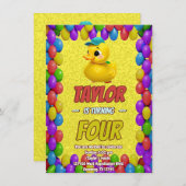 Rubber Duck Niedlich Personalisierten Geburtstag E Einladung (Vorne/Hinten)