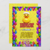 Rubber Duck Niedlich Personalisierten Geburtstag E Einladung (Vorne/Hinten)