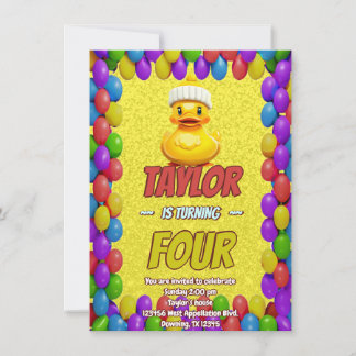 Rubber Duck Niedlich Personalisierten Geburtstag E Einladung