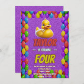 Rubber Duck Niedlich Personalisierten Geburtstag E Einladung (Vorne/Hinten)