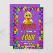 Rubber Duck Niedlich Personalisierten Geburtstag E Einladung (Vorne/Hinten)