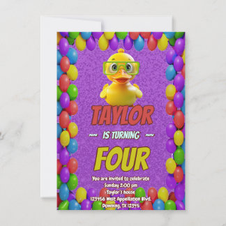 Rubber Duck Niedlich Personalisierten Geburtstag E Einladung