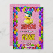 Rubber Duck Niedlich Personalisierten Geburtstag E Einladung (Vorne/Hinten)