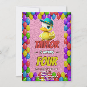 Rubber Duck Niedlich Personalisierten Geburtstag E Einladung