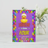 Rubber Duck Niedlich Personalisierten Geburtstag E Einladung (Stehend Vorderseite)