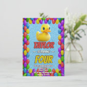 Rubber Duck Niedlich Personalisierten Geburtstag E Einladung (Stehend Vorderseite)