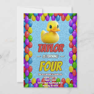 Rubber Duck Niedlich Personalisierten Geburtstag E Einladung