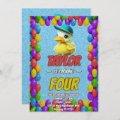 Rubber Duck Niedlich Personalisierten Geburtstag E Einladung (Vorne/Hinten)