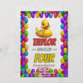 Rubber Duck Niedlich Personalisierten Geburtstag E Einladung (Vorne/Hinten)