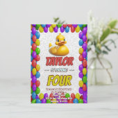 Rubber Duck Niedlich Personalisierten Geburtstag E Einladung (Stehend Vorderseite)