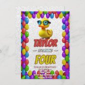 Rubber Duck Niedlich Personalisierten Geburtstag E Einladung (Vorne/Hinten)
