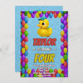 Rubber Duck Niedlich Personalisierten Geburtstag E Einladung (Vorne/Hinten)
